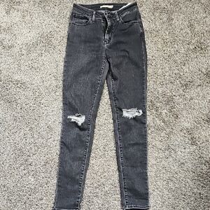 Levi's Black Skinny Jeans with Modern Distressing